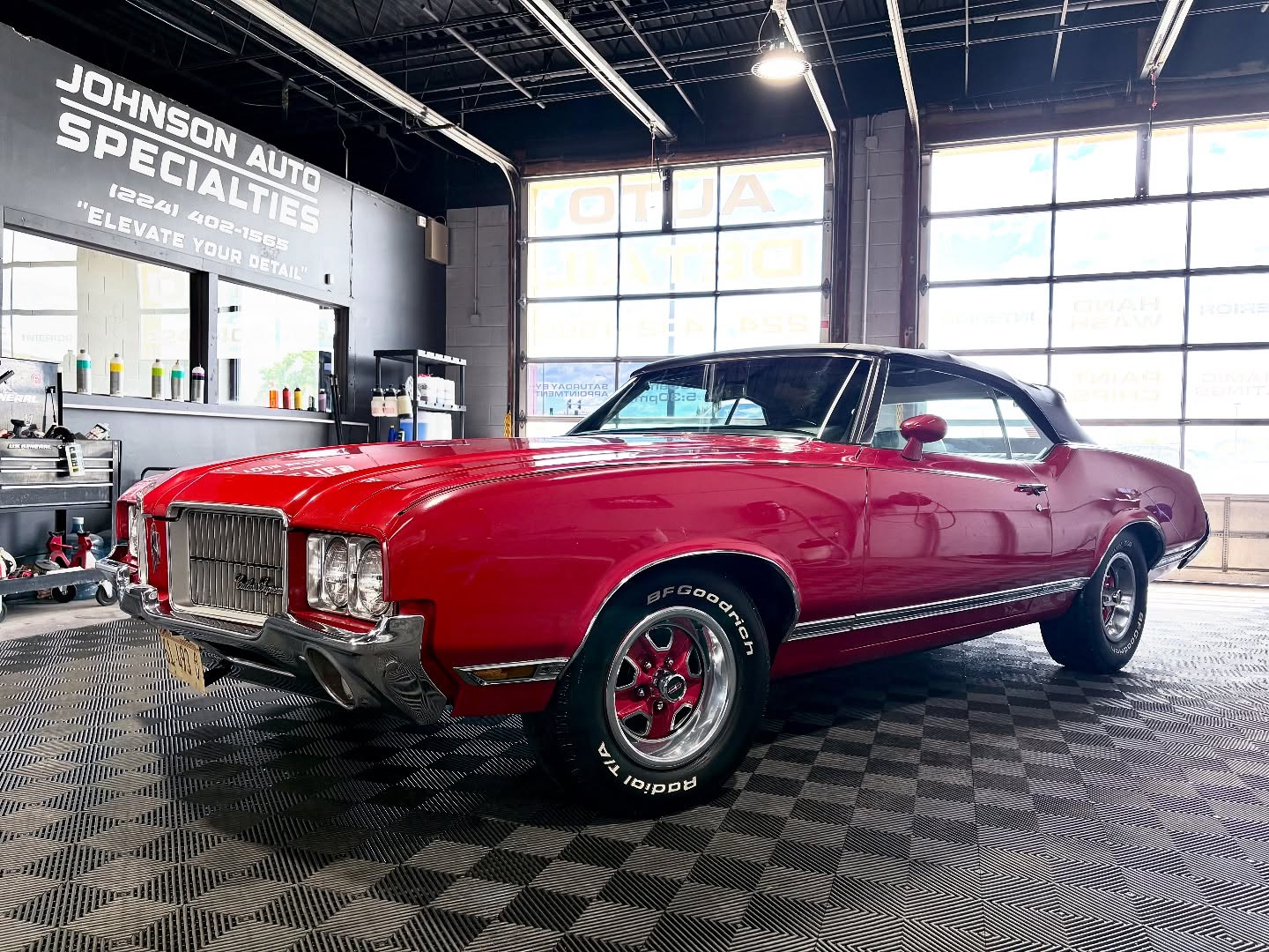 Classic car detail in the Johnson Auto Specialties shop