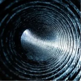 Interior view of a clean commercial air duct run