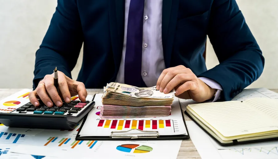 CPA preparing a tax return at a desk