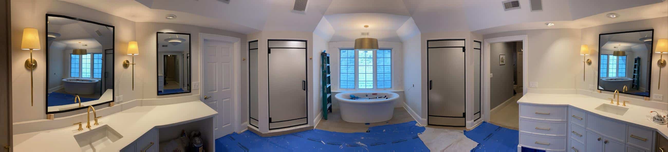 Bright bathroom with custom glass shower