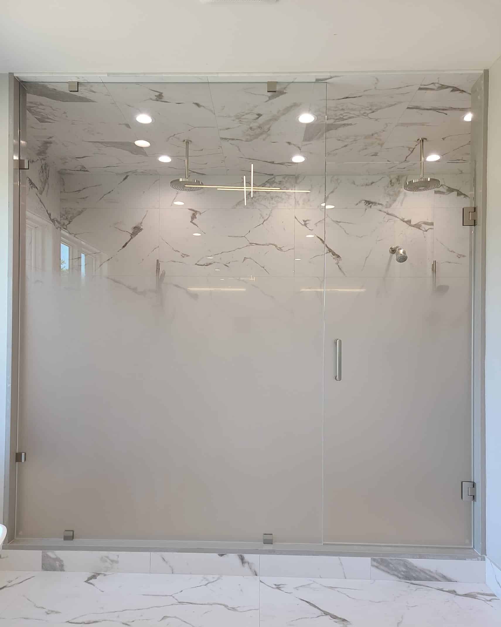 Frosted glass shower doors for privacy