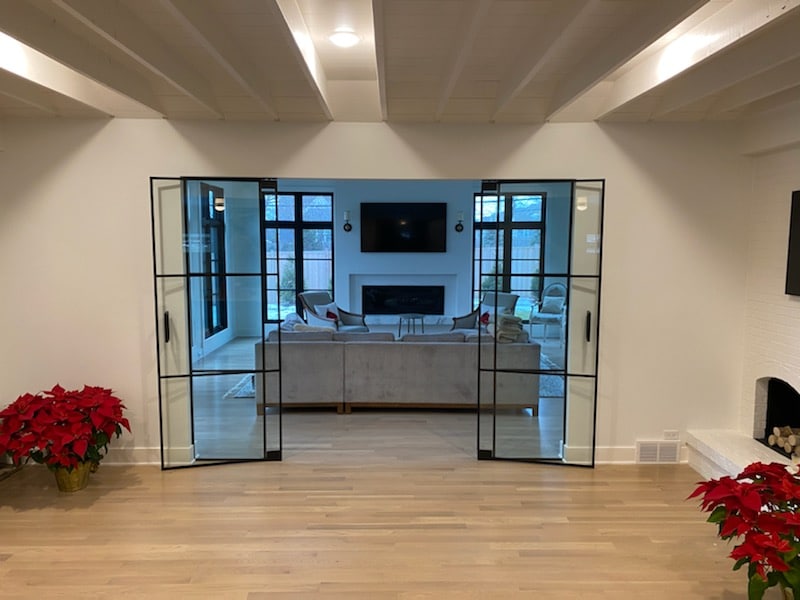 Large glass double doors