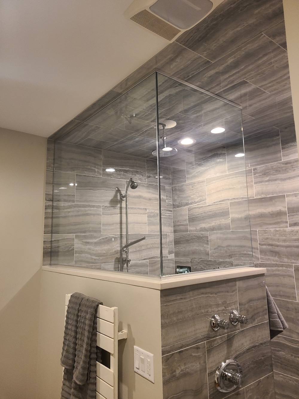 Large walk-in glass shower