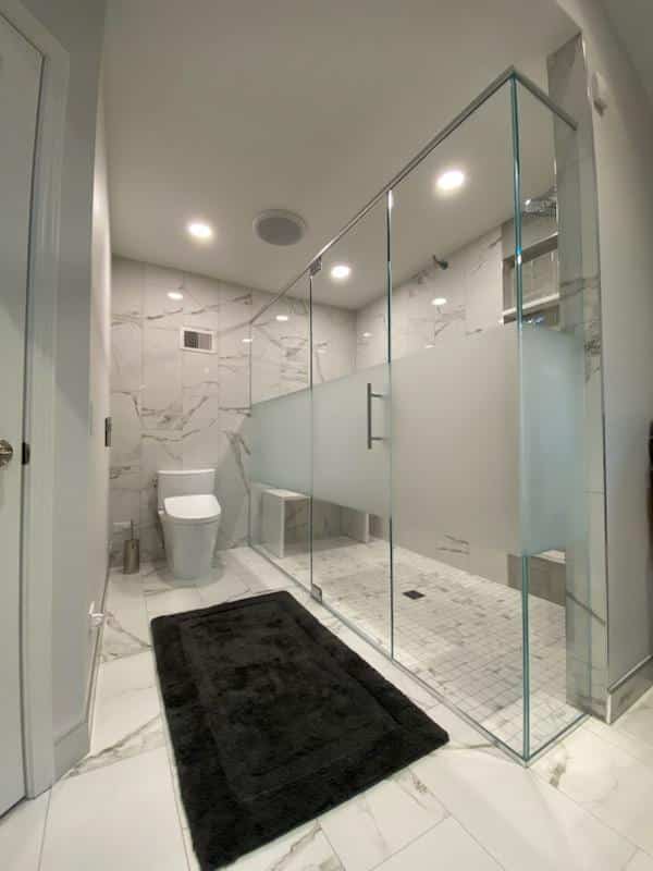 Tall frosted glass shower doors